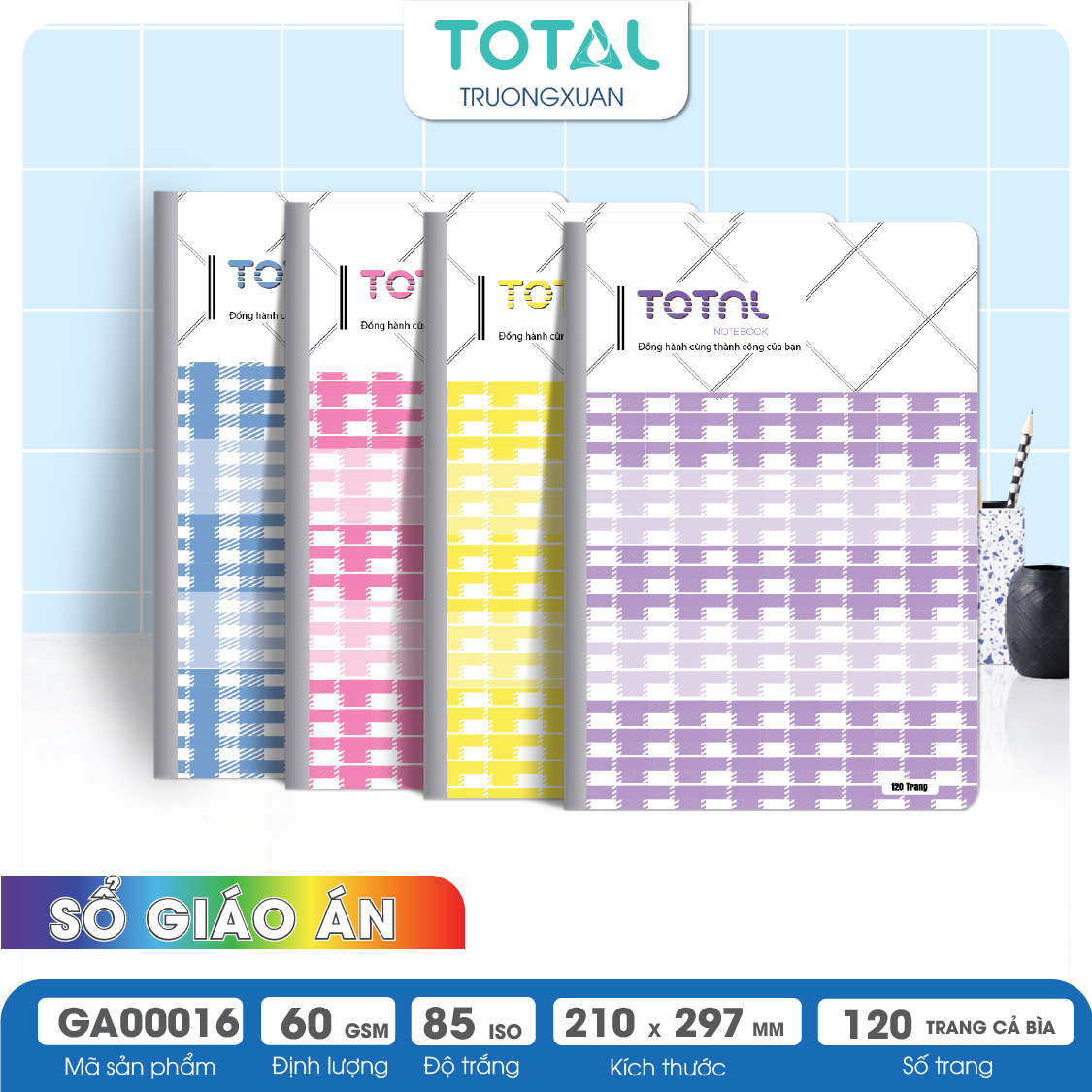 Sổ Lesson Plan kẻ ngang A4 Total 120 trang