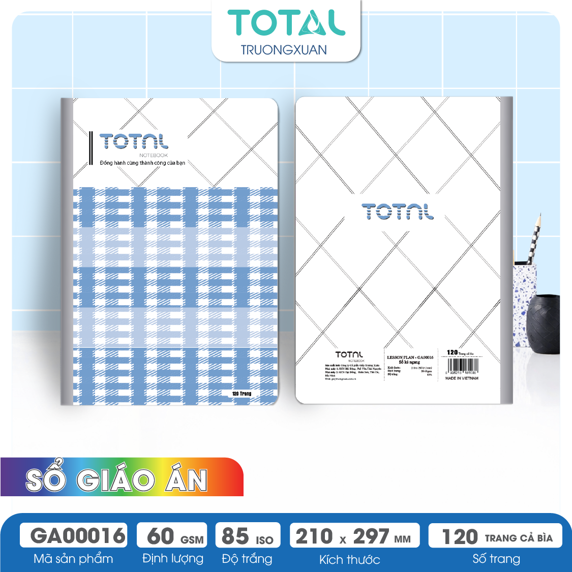Sổ Lesson Plan kẻ ngang A4 Total 120 trang