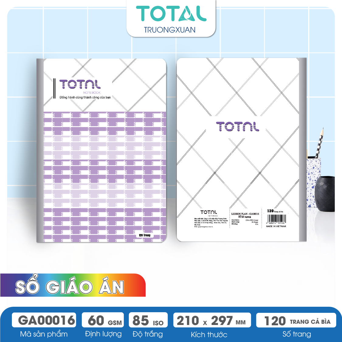 Sổ Lesson Plan kẻ ngang A4 Total 120 trang