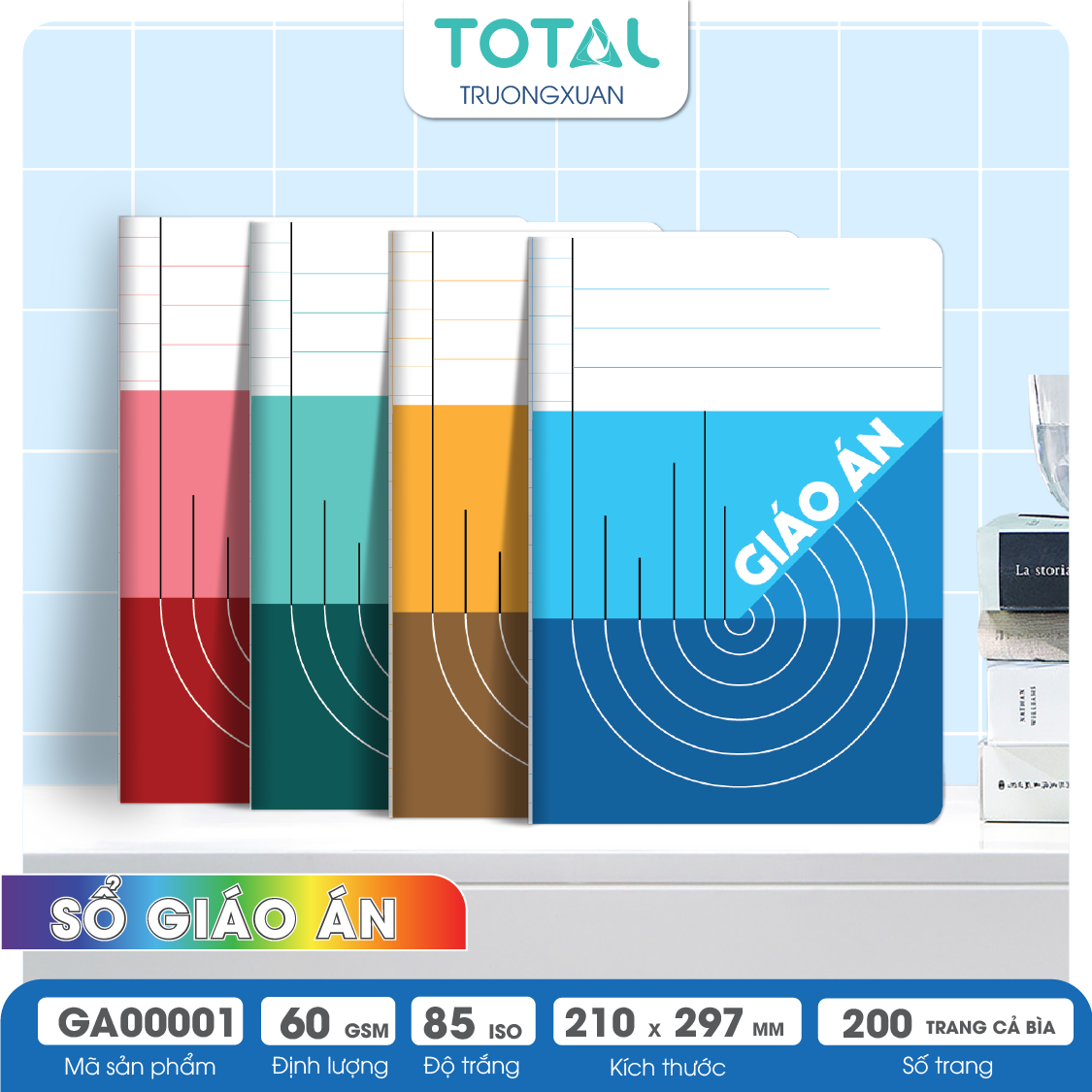 Giáo án kẻ ngang A4 Total 200 trang
