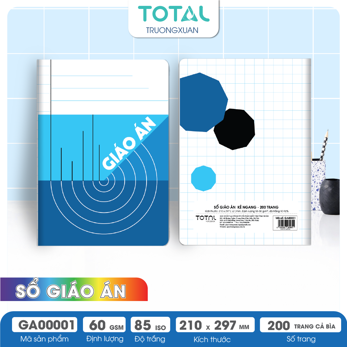 Giáo án kẻ ngang A4 Total 200 trang