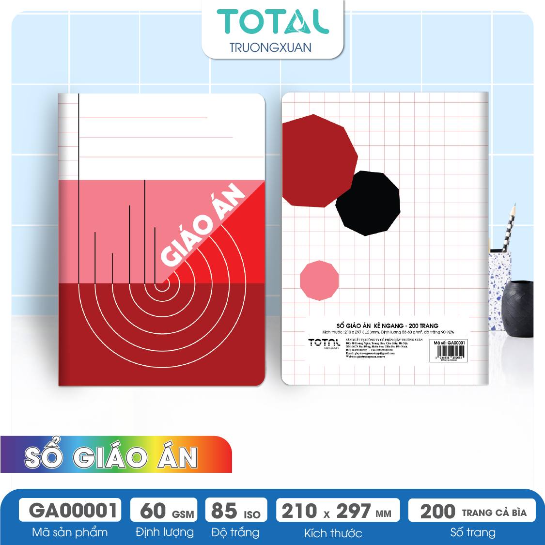 Giáo án kẻ ngang A4 Total 200 trang