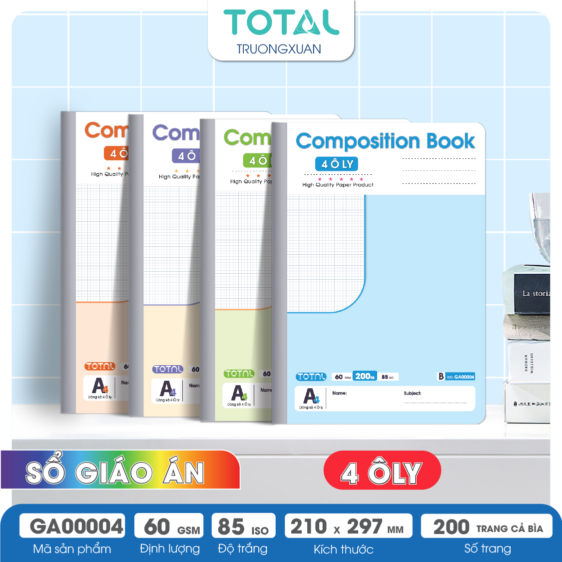 Sổ Lesson Plan 4 ôly A4 Total 200 trang