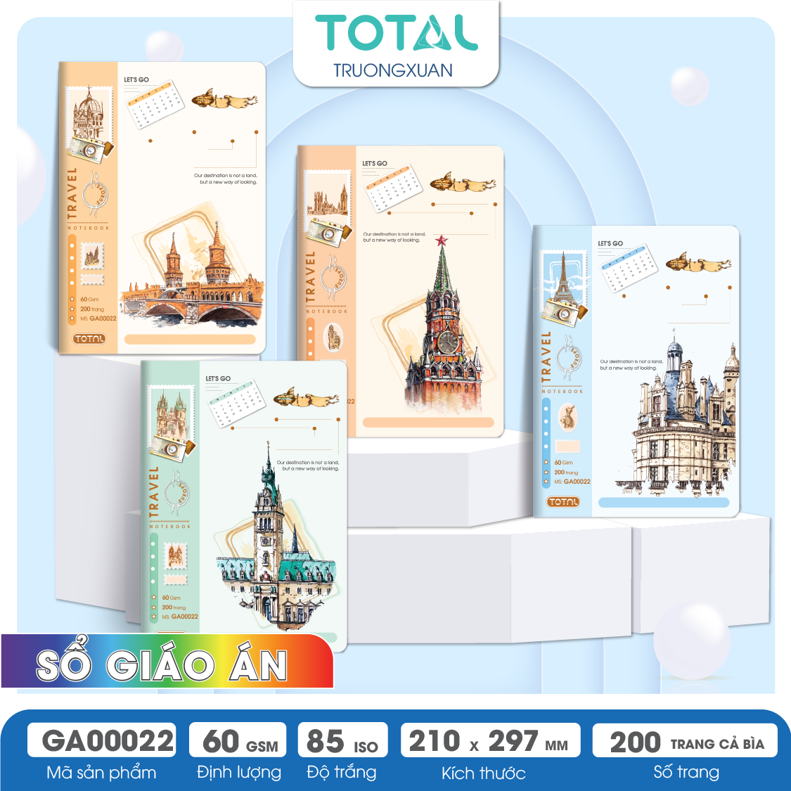 Sổ A4 Travel Book kẻ ngang 200 trang