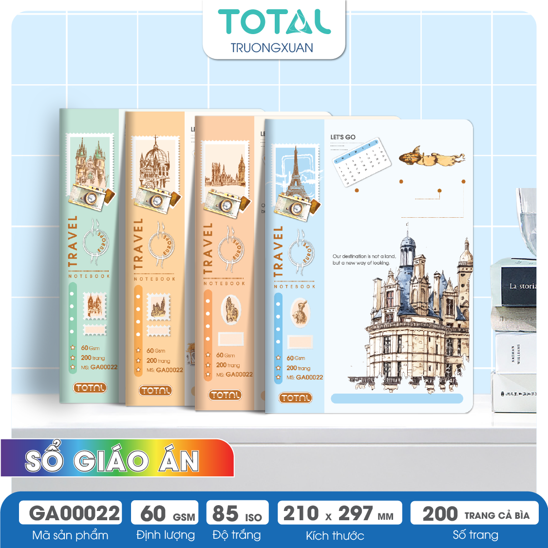 Sổ A4 Travel Book kẻ ngang 200 trang