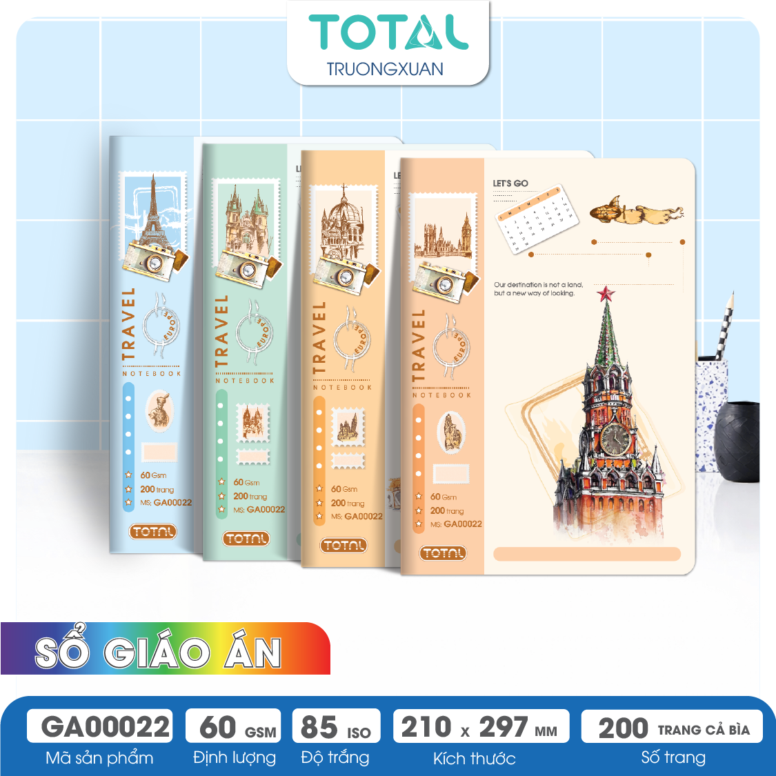 Sổ A4 Travel Book kẻ ngang 200 trang