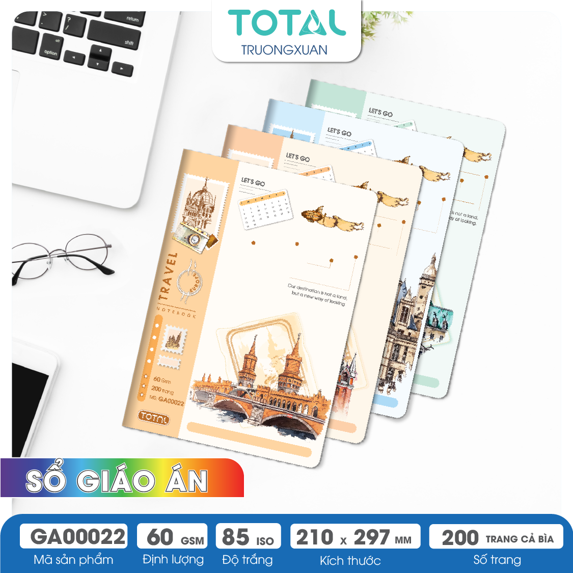 Sổ A4 Travel Book kẻ ngang 200 trang