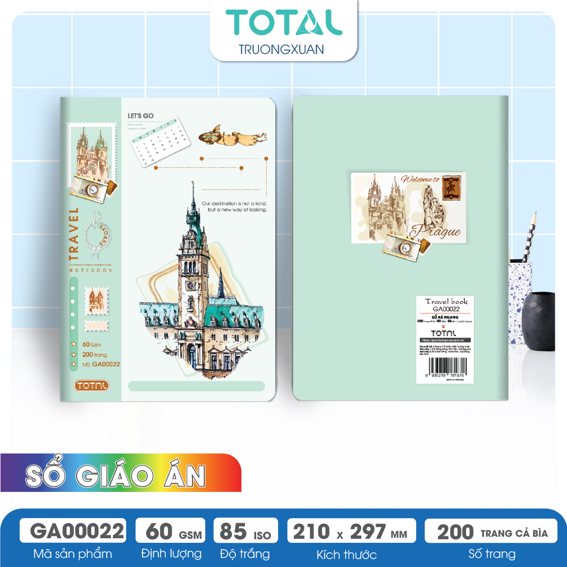 Sổ A4 Travel Book kẻ ngang 200 trang