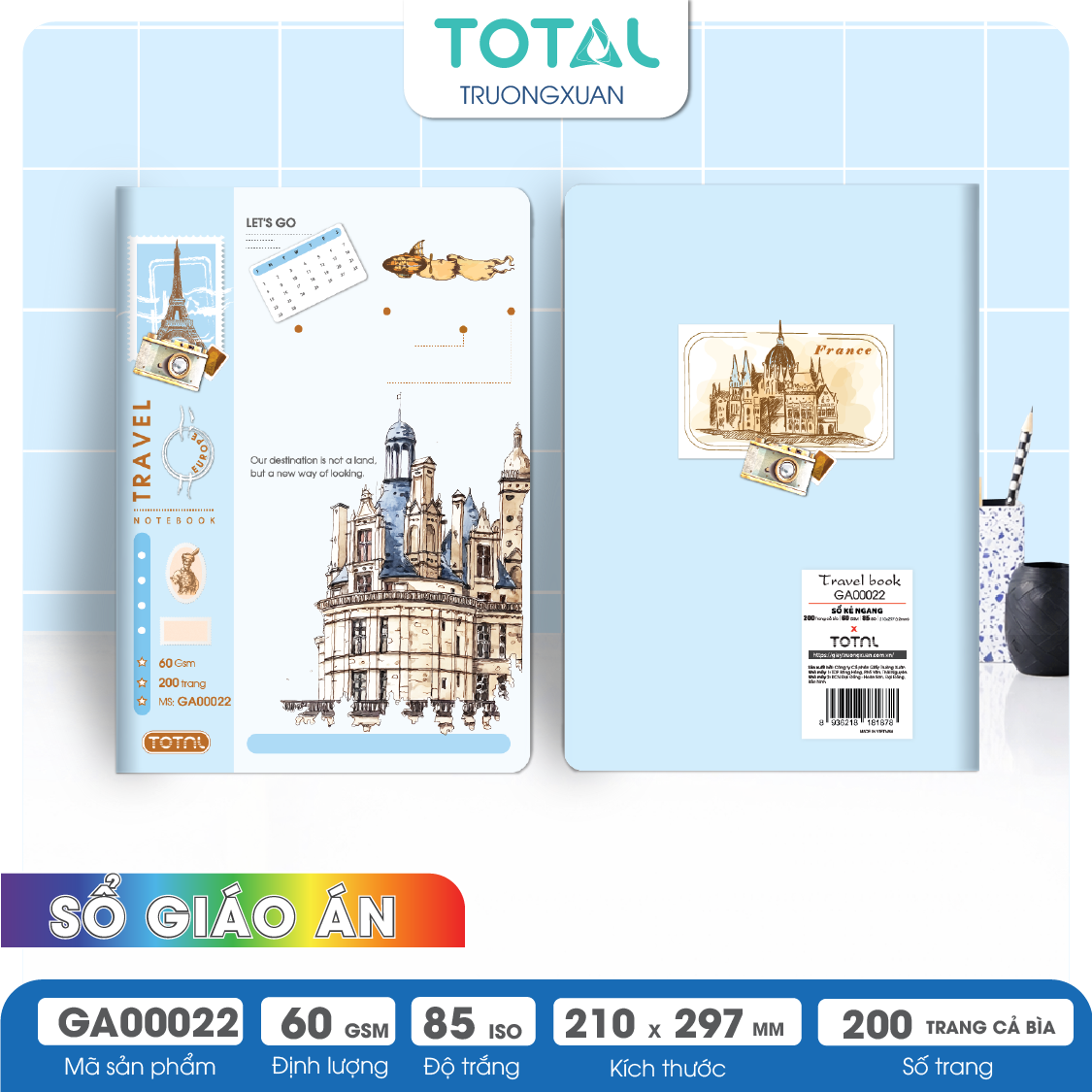Sổ A4 Travel Book kẻ ngang 200 trang