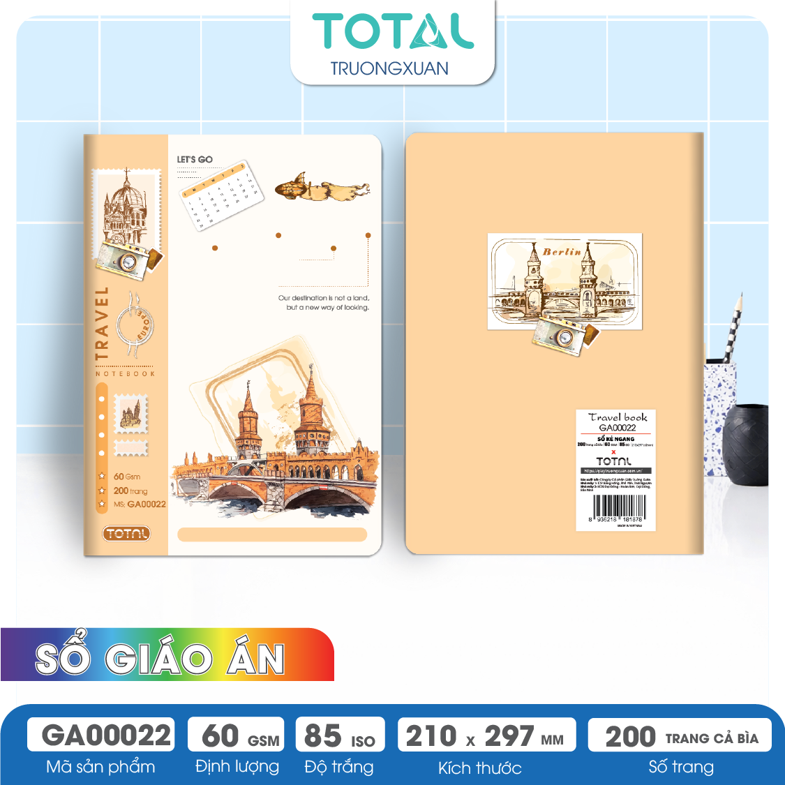 Sổ A4 Travel Book kẻ ngang 200 trang