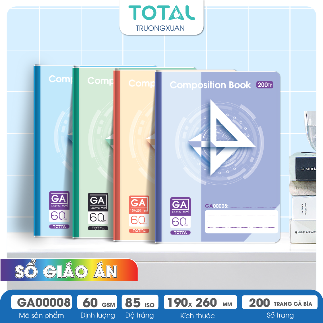 Sổ kẻ ngang B5 Total 200 trang