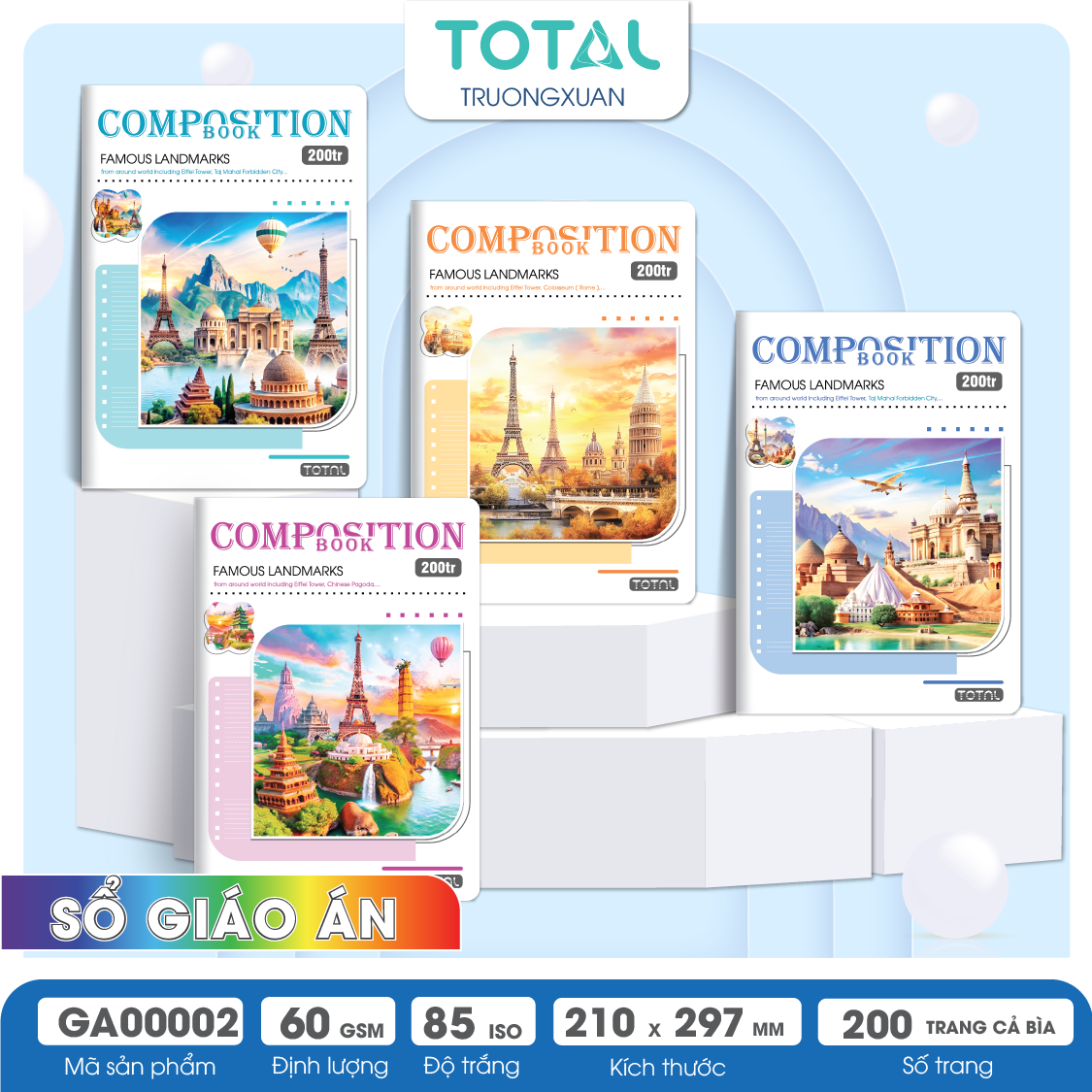 Sổ Country kẻ ngang A4 Total 200 trang