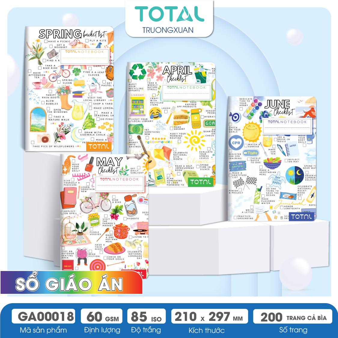 Sổ Lesson Plan kẻ ngang A4 Total 200 trang