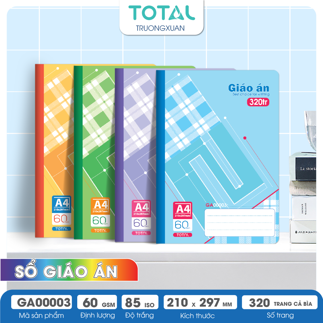 Giáo án kẻ ngang A4 Total 320 trang