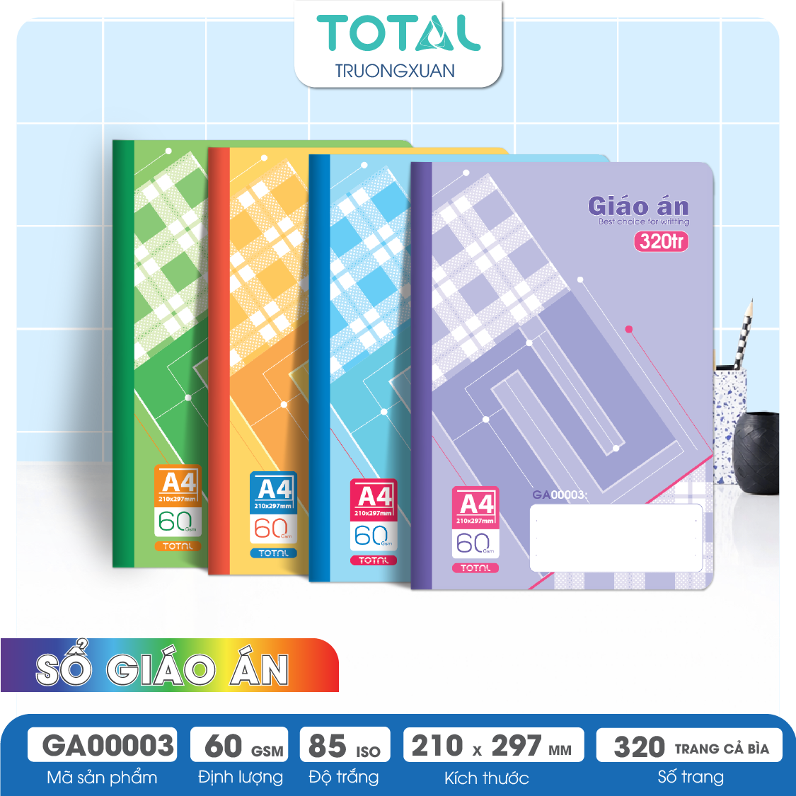 Giáo án kẻ ngang A4 Total 320 trang