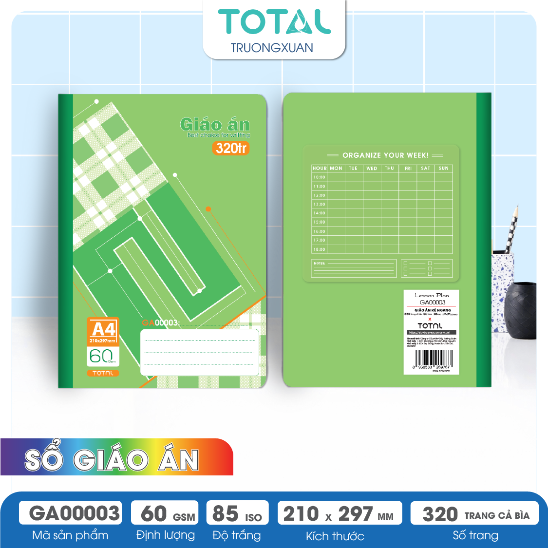 Giáo án kẻ ngang A4 Total 320 trang