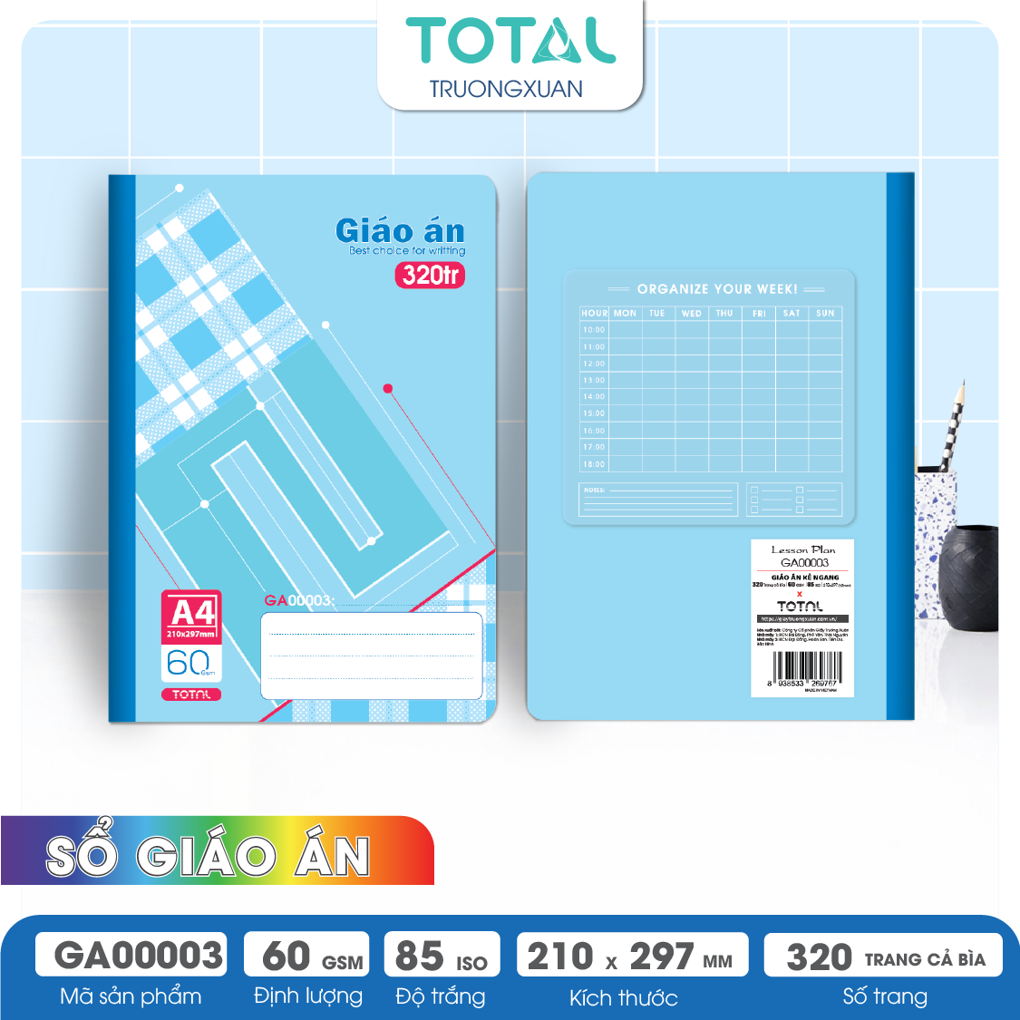 Giáo án kẻ ngang A4 Total 320 trang