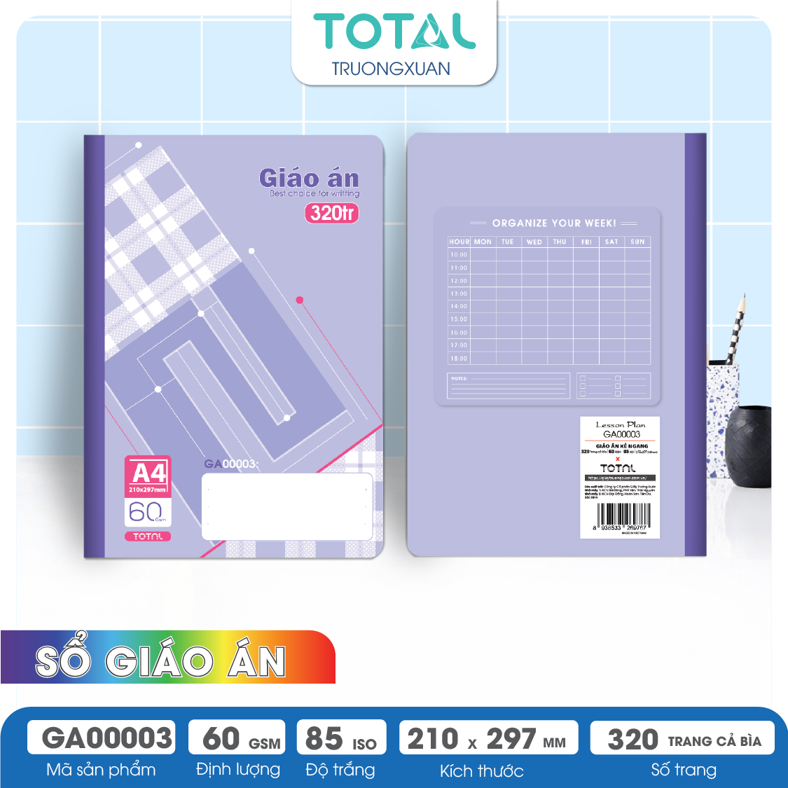 Giáo án kẻ ngang A4 Total 320 trang