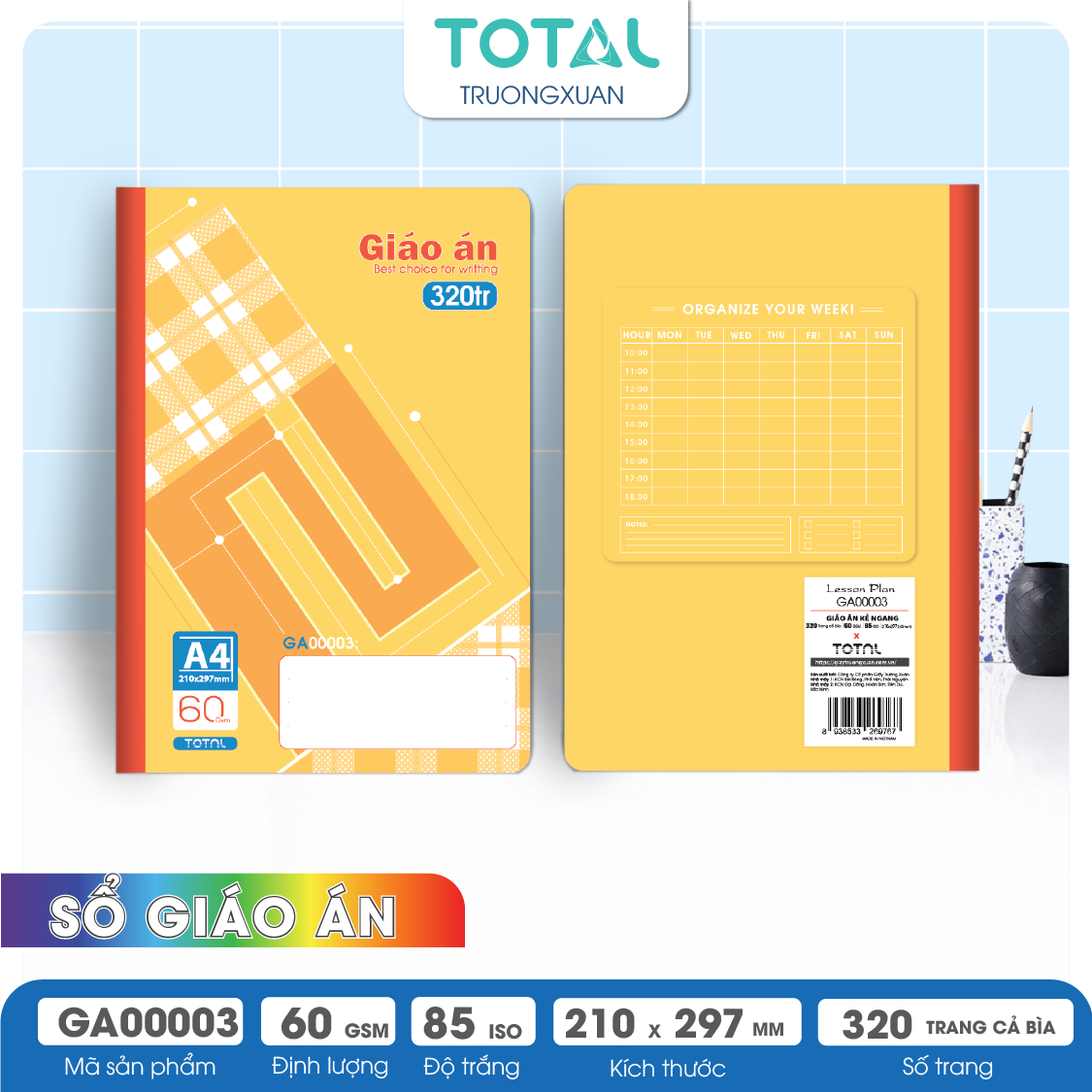 Giáo án kẻ ngang A4 Total 320 trang