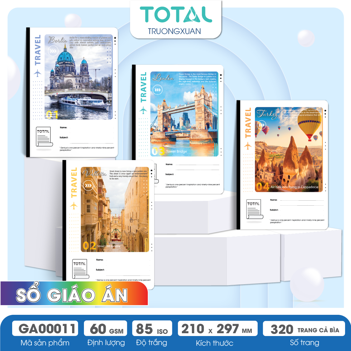 Sổ Traveling kẻ ngang A4 Total 320 trang