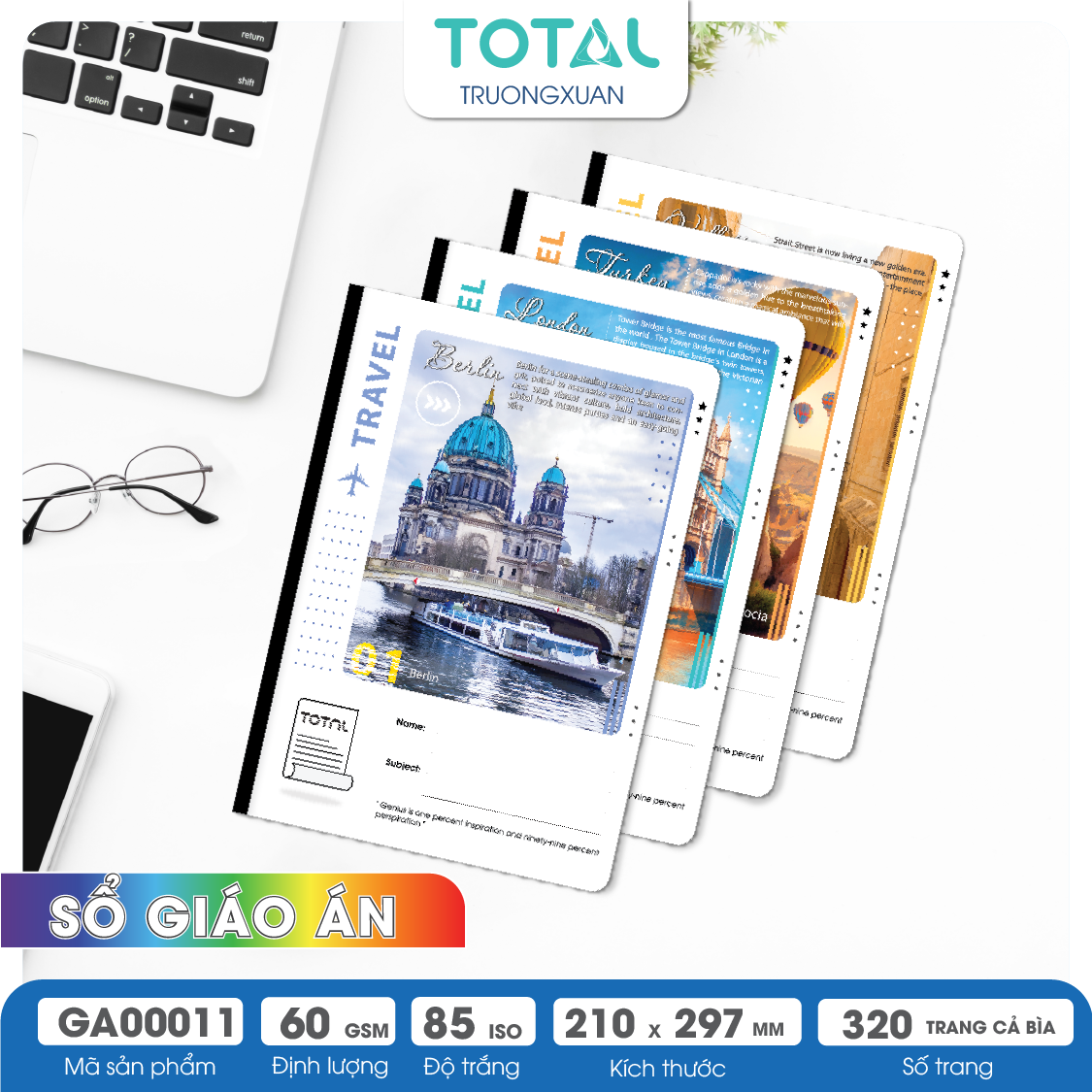 Sổ Traveling kẻ ngang A4 Total 320 trang