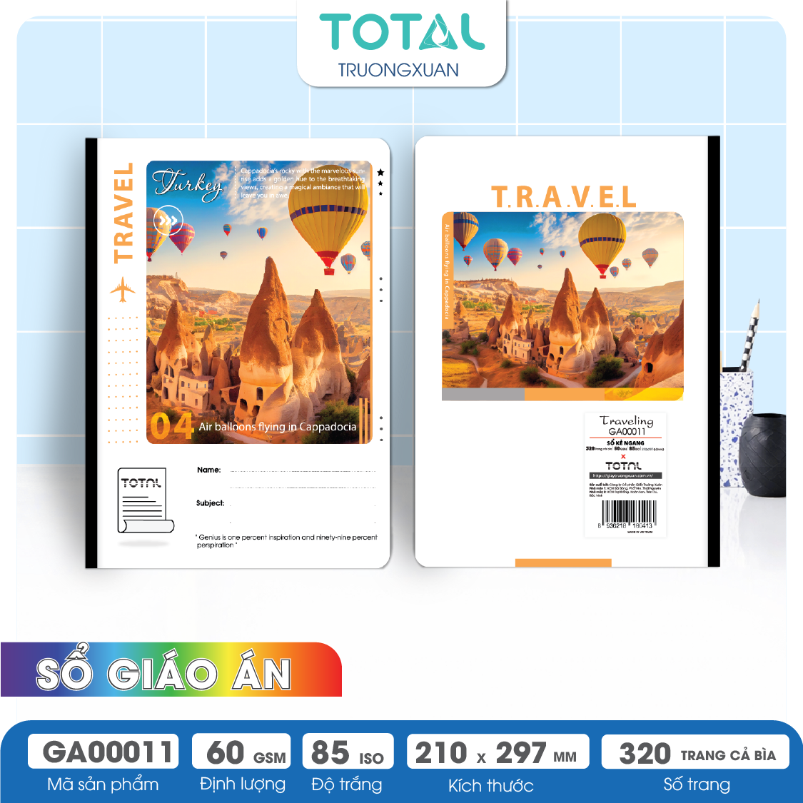 Sổ Traveling kẻ ngang A4 Total 320 trang