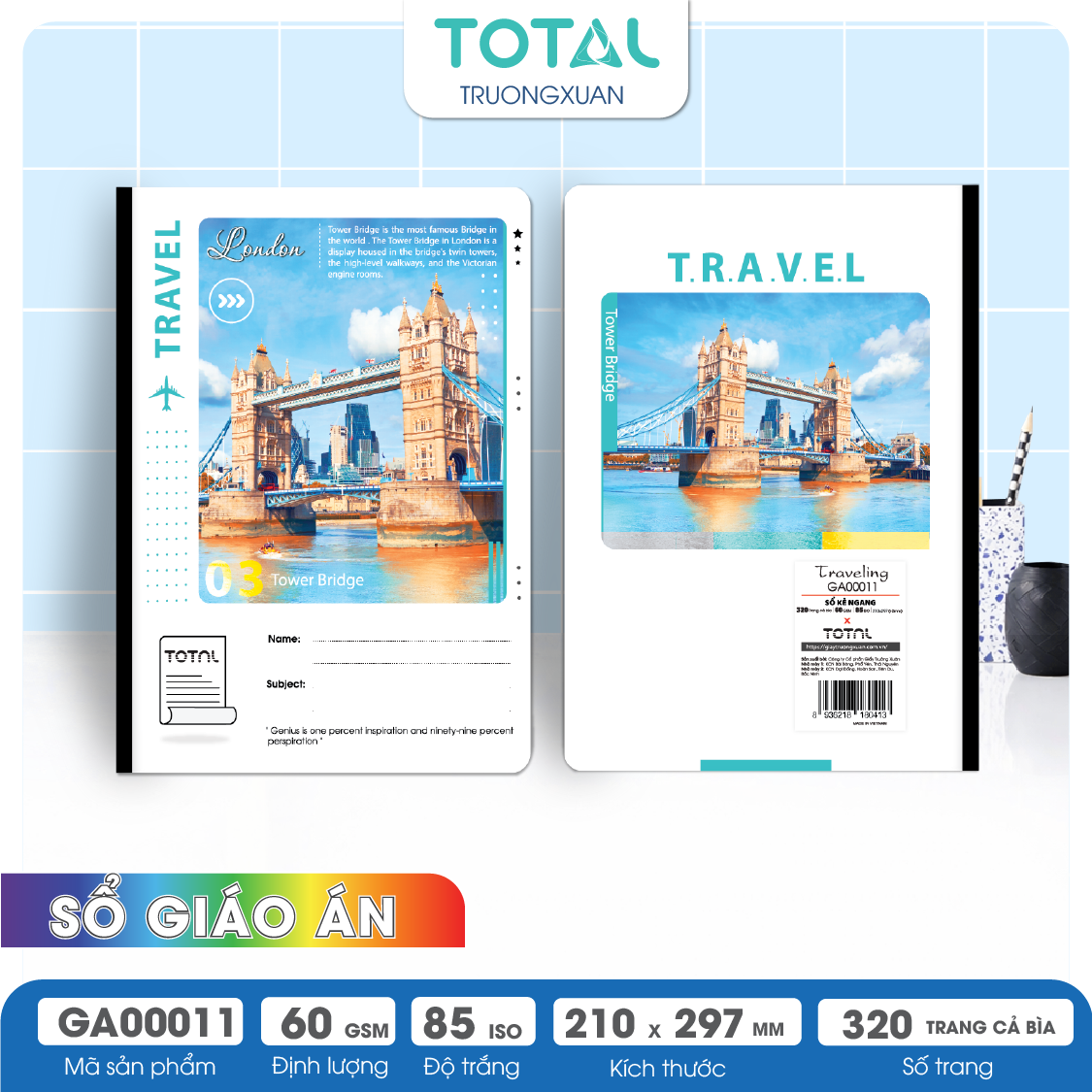 Sổ Traveling kẻ ngang A4 Total 320 trang