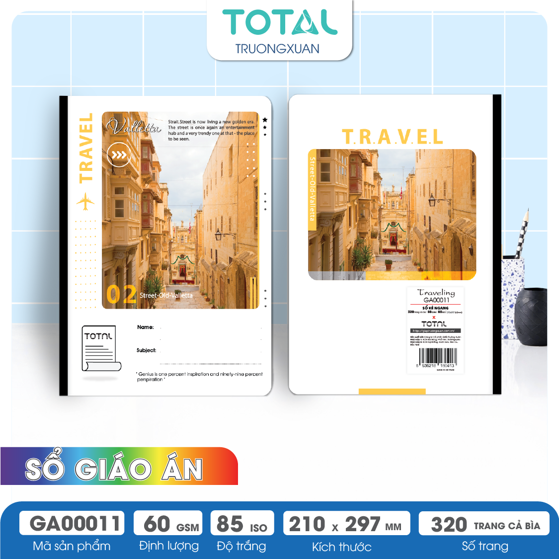 Sổ Traveling kẻ ngang A4 Total 320 trang