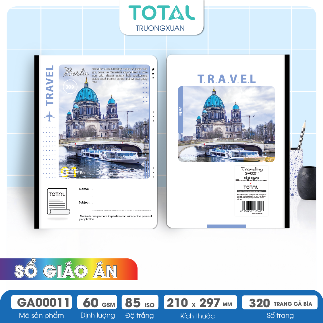 Sổ Traveling kẻ ngang A4 Total 320 trang