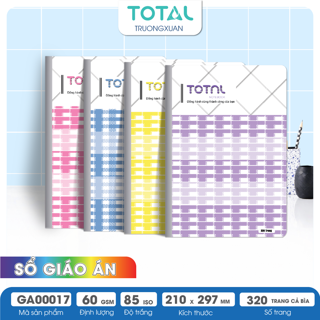 Sổ Lesson Plan kẻ ngang A4 Total 320 trang