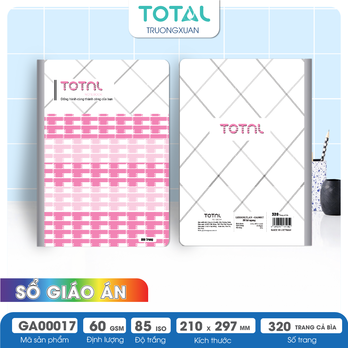 Sổ Lesson Plan kẻ ngang A4 Total 320 trang