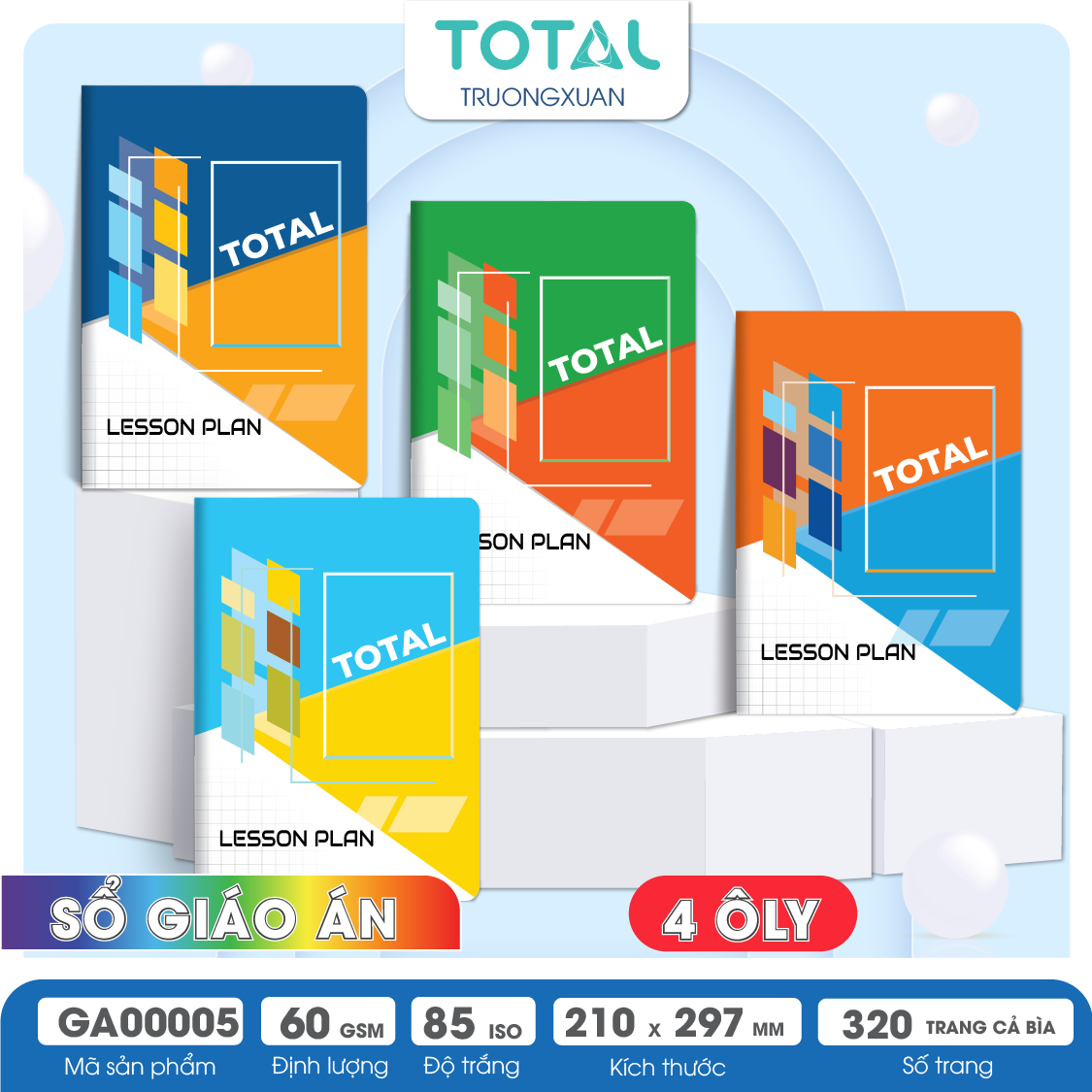 Sổ Lesson Plan 4 ôly Total 320 trang