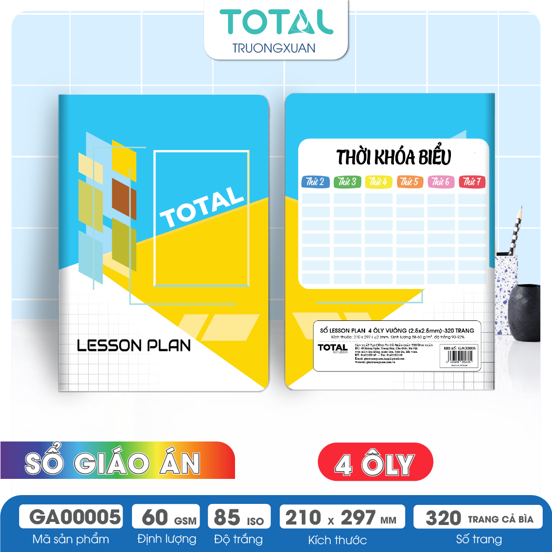 Sổ Lesson Plan 4 ôly Total 320 trang