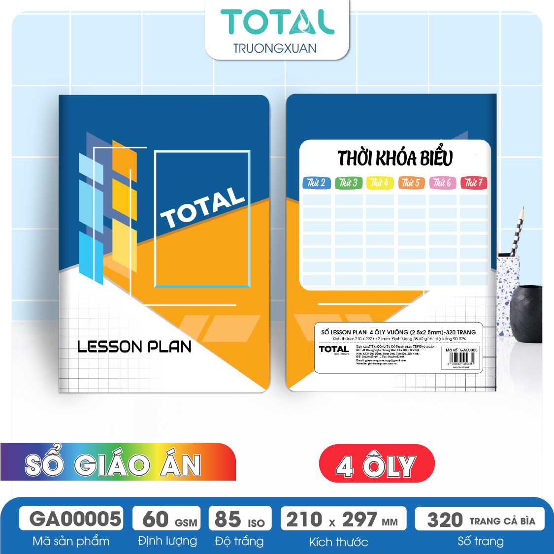 Sổ Lesson Plan 4 ôly Total 320 trang