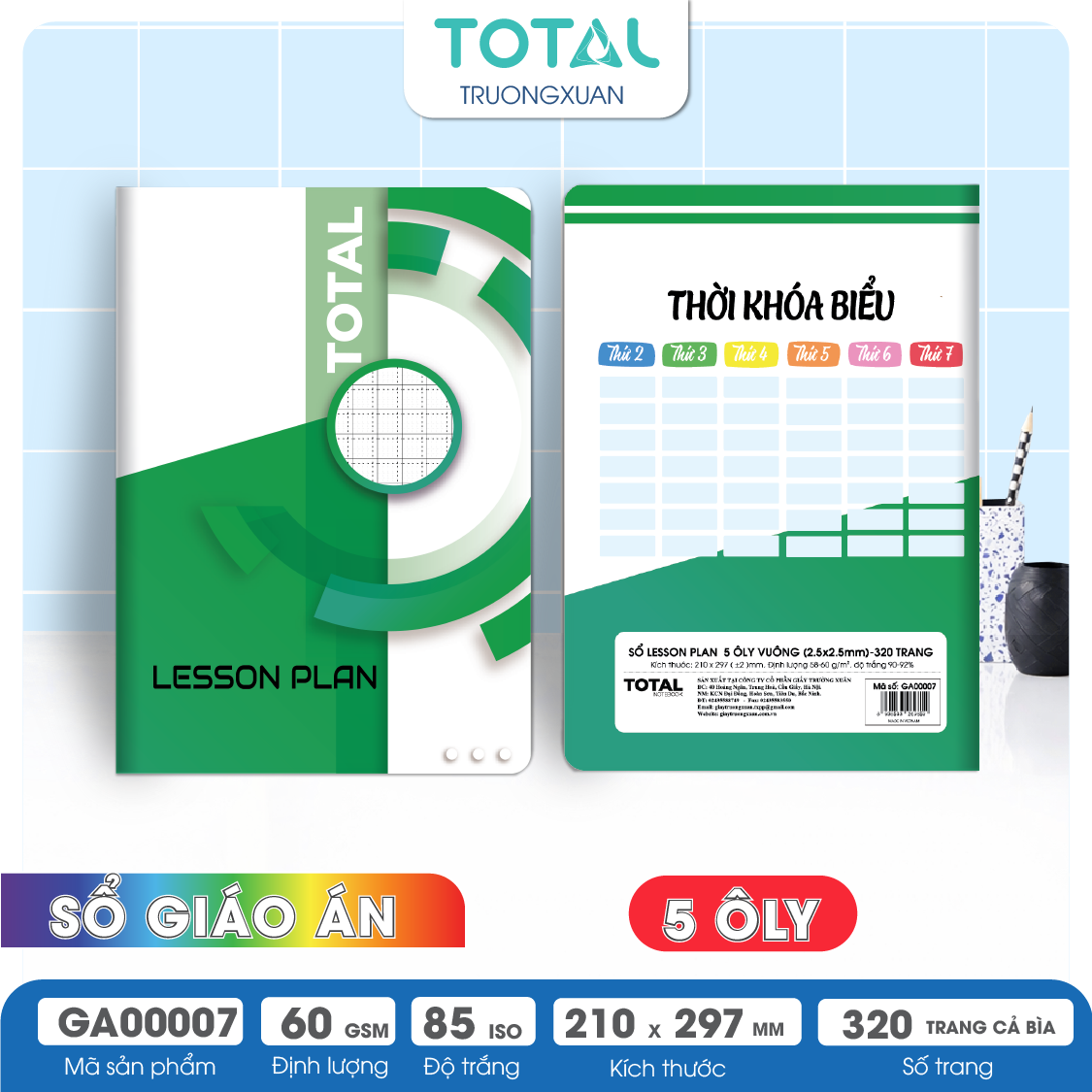 Sổ Lesson Plan 5 ôly Total 320 trang
