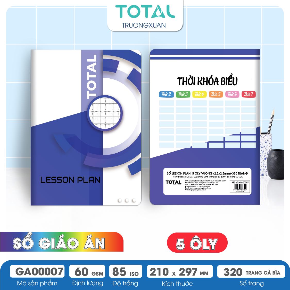Sổ Lesson Plan 5 ôly Total 320 trang