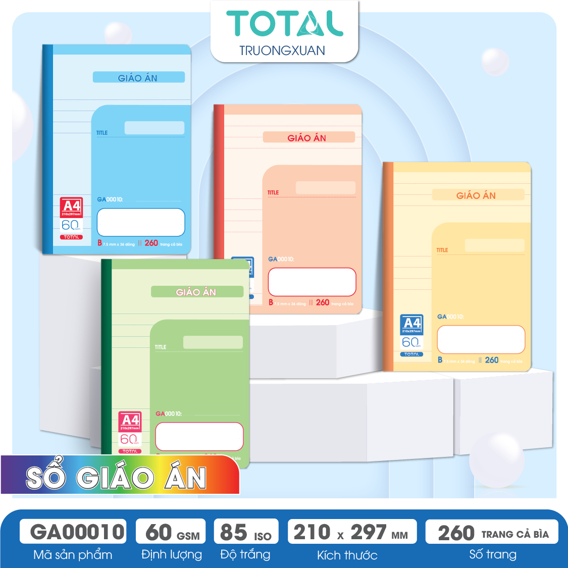 Sổ Lesson Plan kẻ ngang A4 Total 260 trang