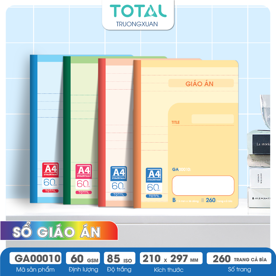 Sổ Lesson Plan kẻ ngang A4 Total 260 trang
