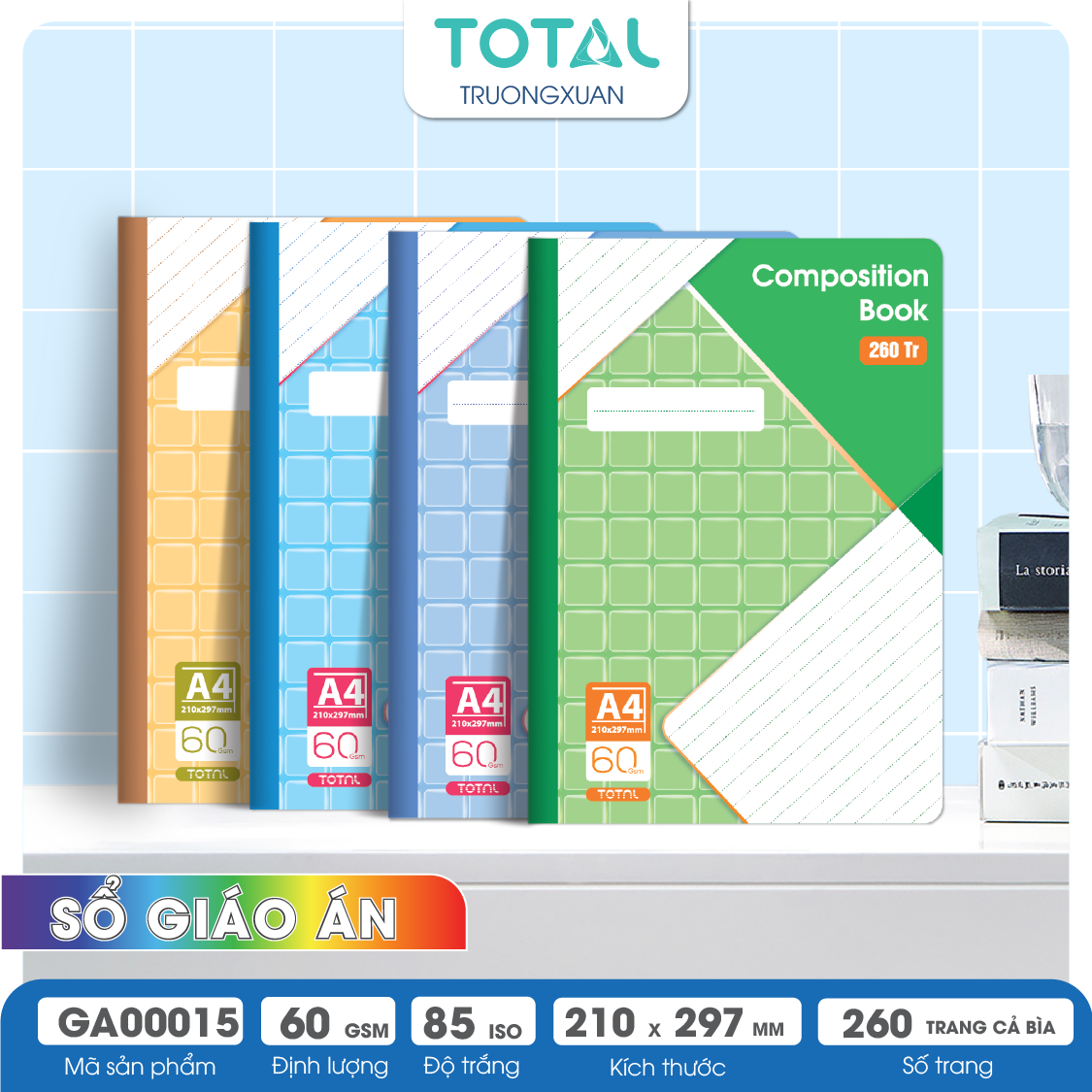 Sổ Lesson Plan kẻ ngang A4 Total 260 trang