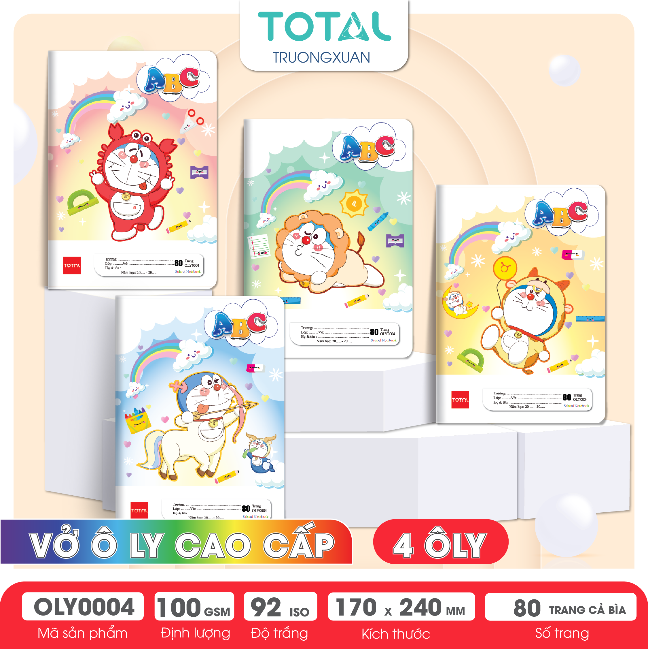 Vở oly Total Doraemon 80 trang 4 ôly