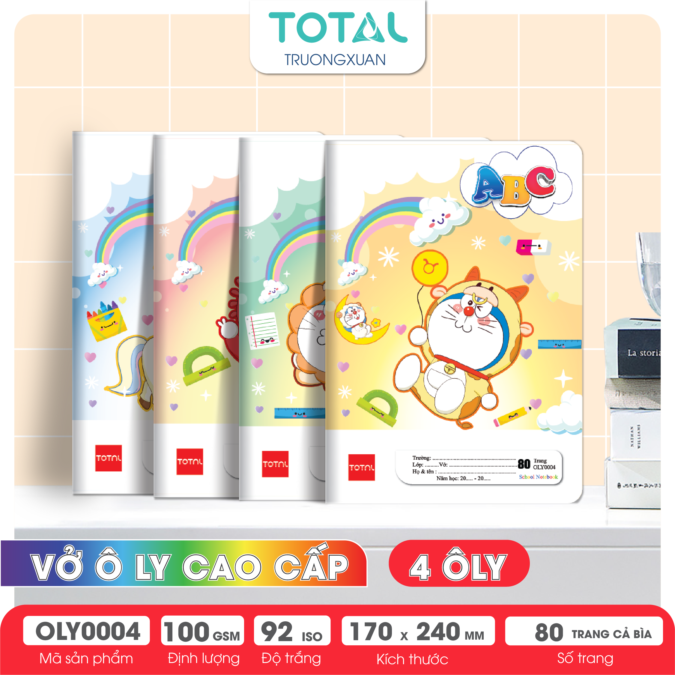 Vở oly Total Doraemon 80 trang 4 ôly