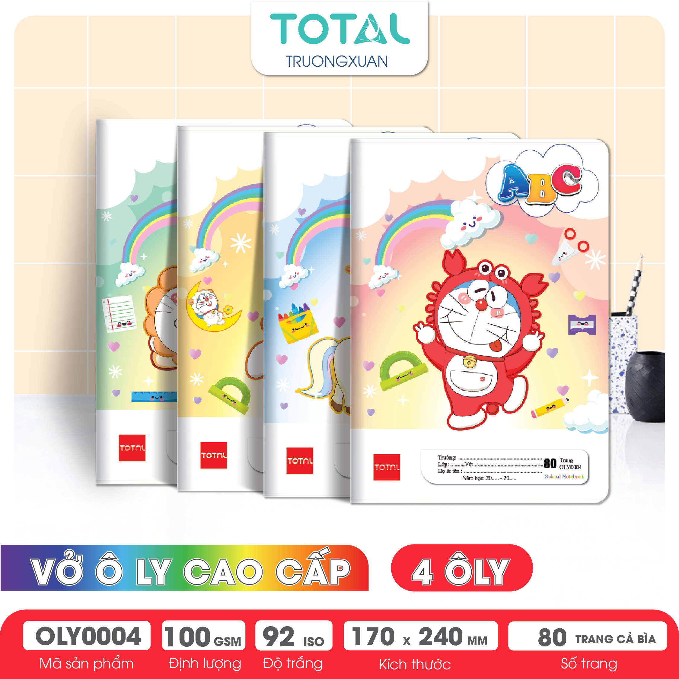 Vở oly Total Doraemon 80 trang 4 ôly