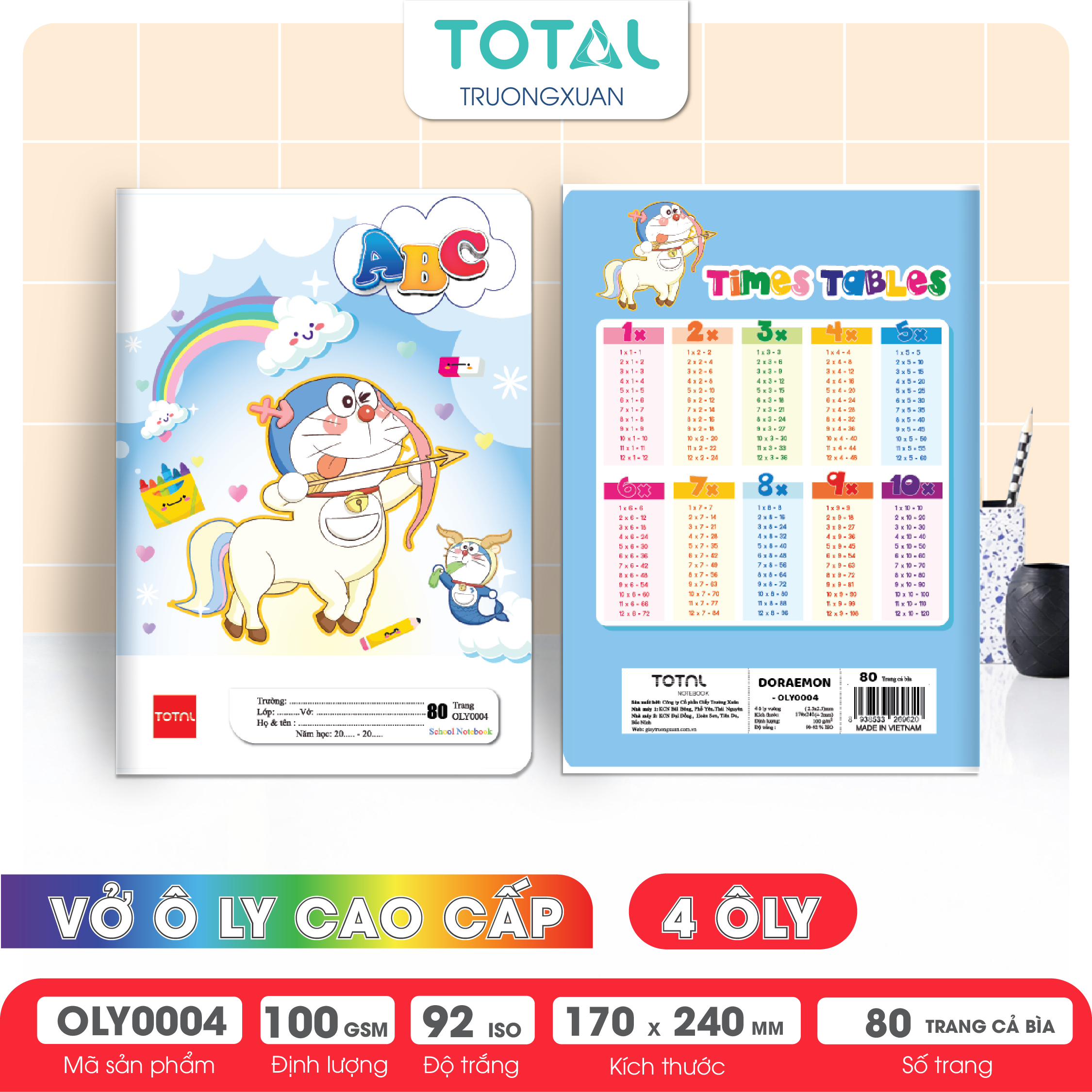 Vở oly Total Doraemon 80 trang 4 ôly