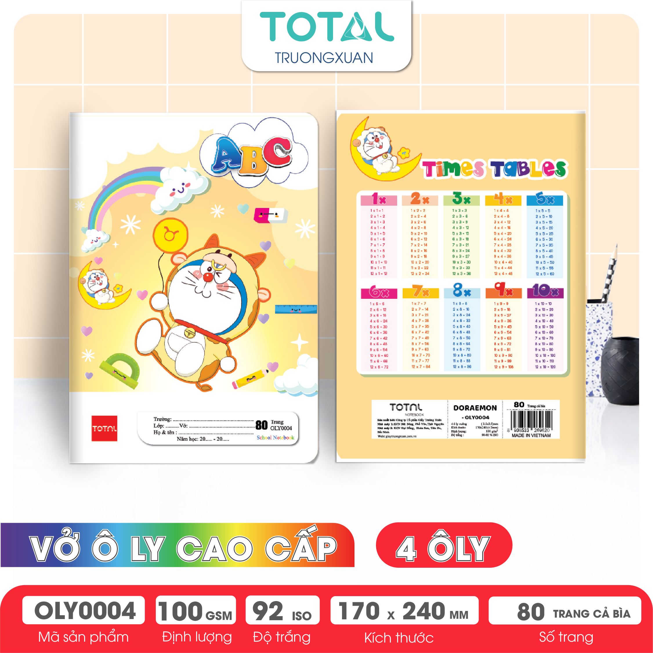 Vở oly Total Doraemon 80 trang 4 ôly