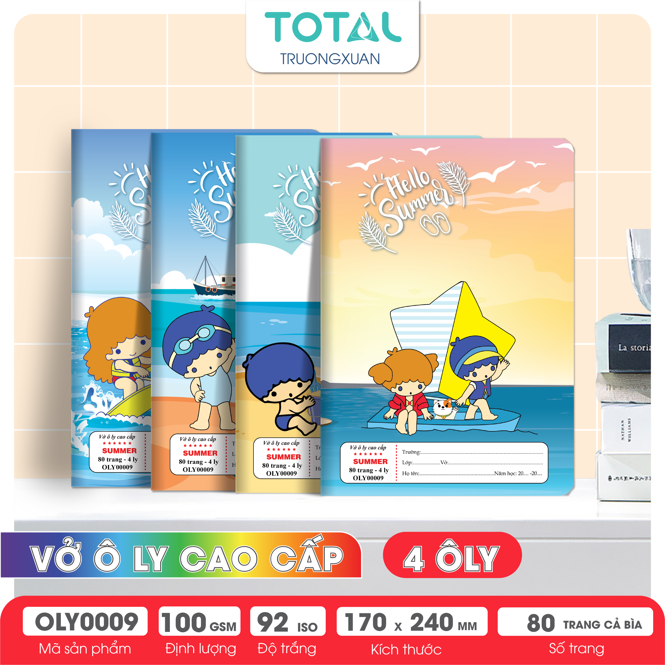 Vở oly Total Summer 80 trang 4 ôly