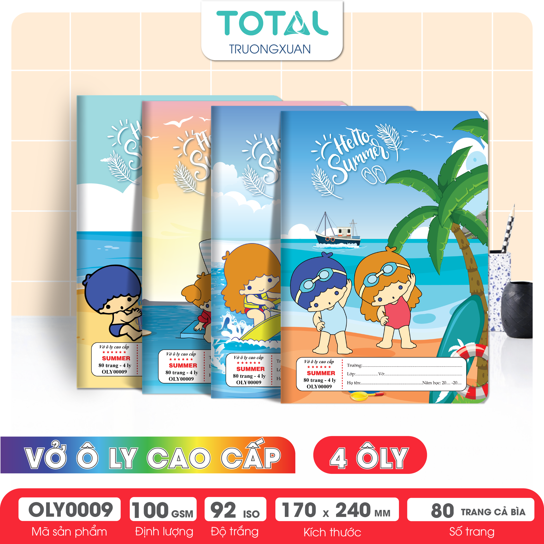 Vở oly Total Summer 80 trang 4 ôly