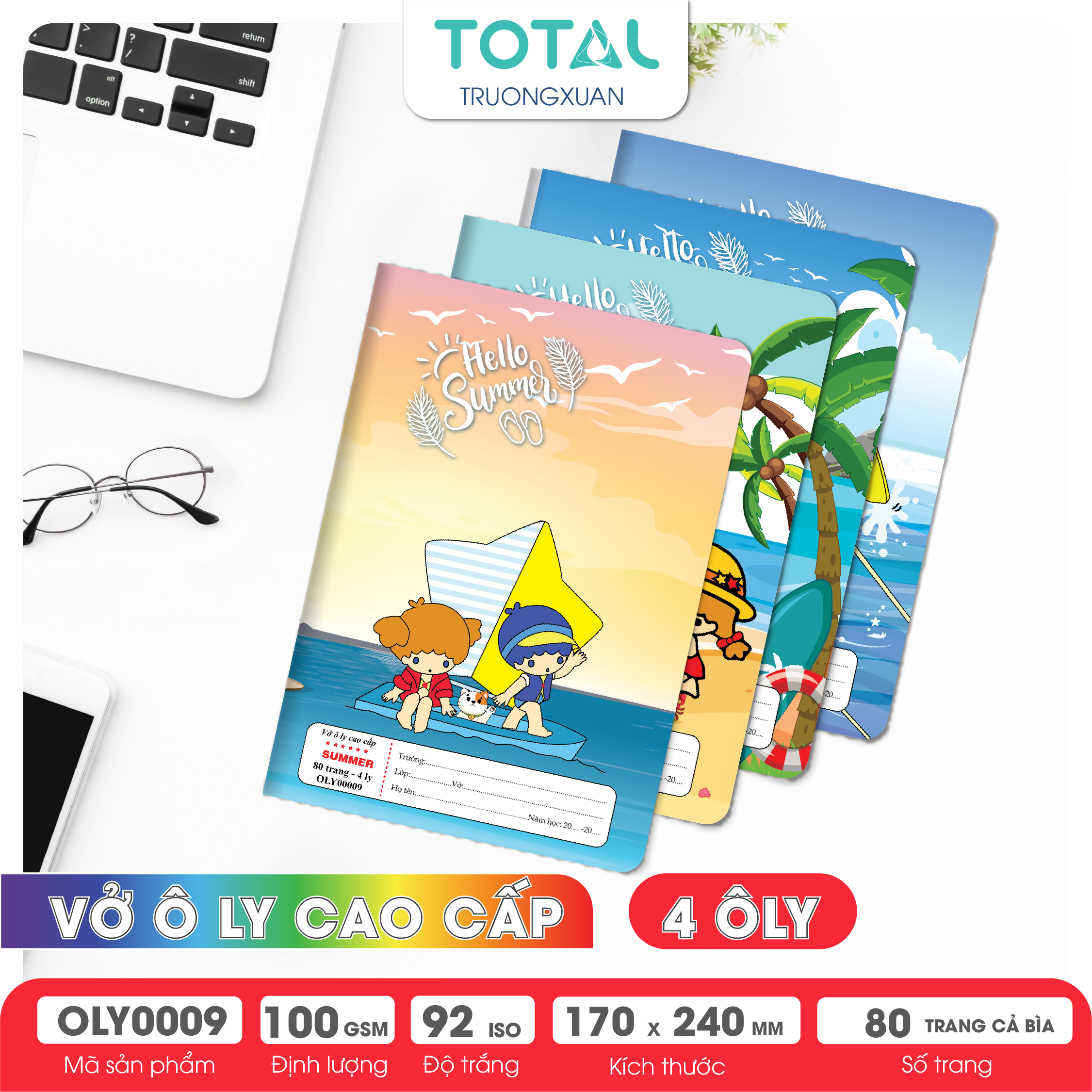 Vở oly Total Summer 80 trang 4 ôly