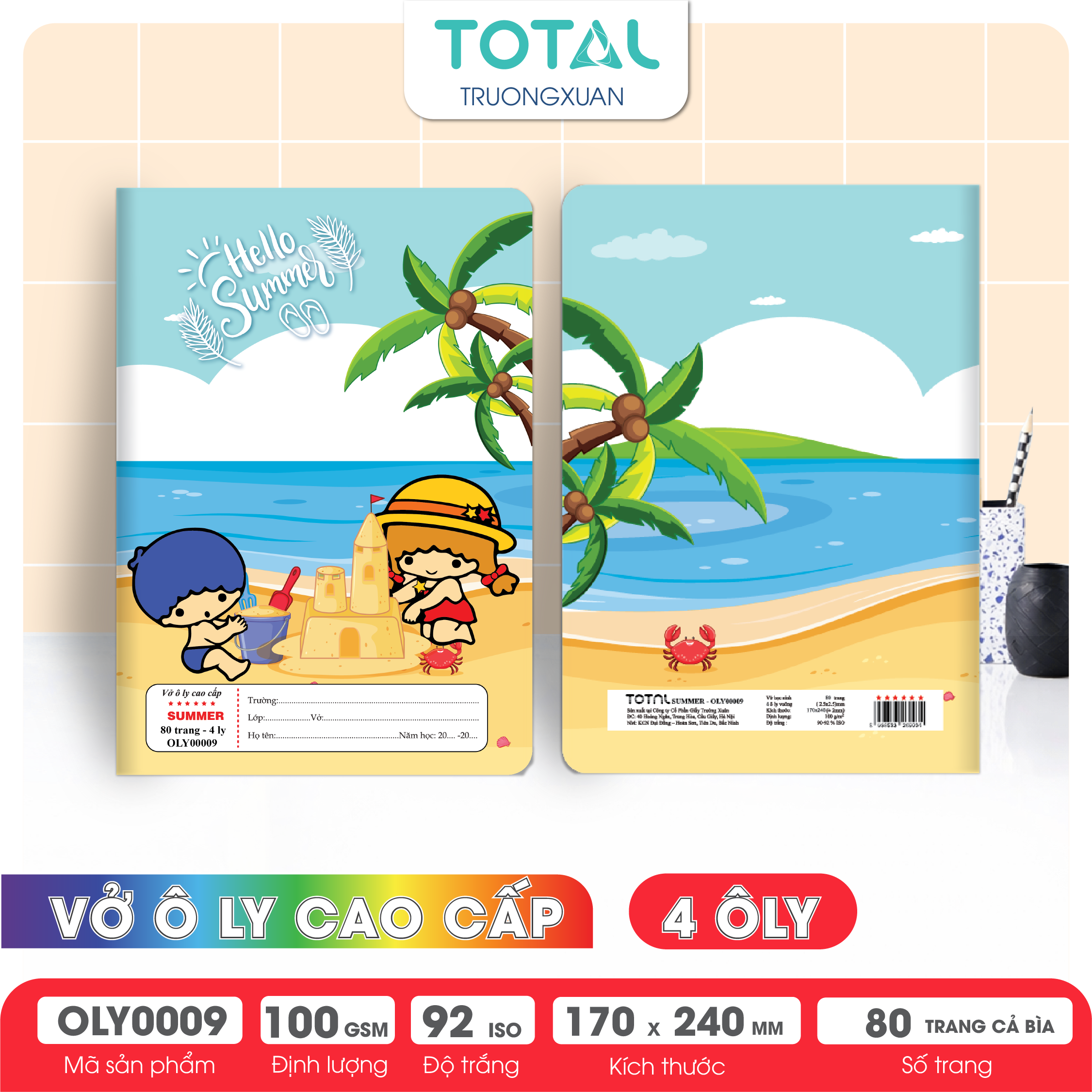 Vở oly Total Summer 80 trang 4 ôly