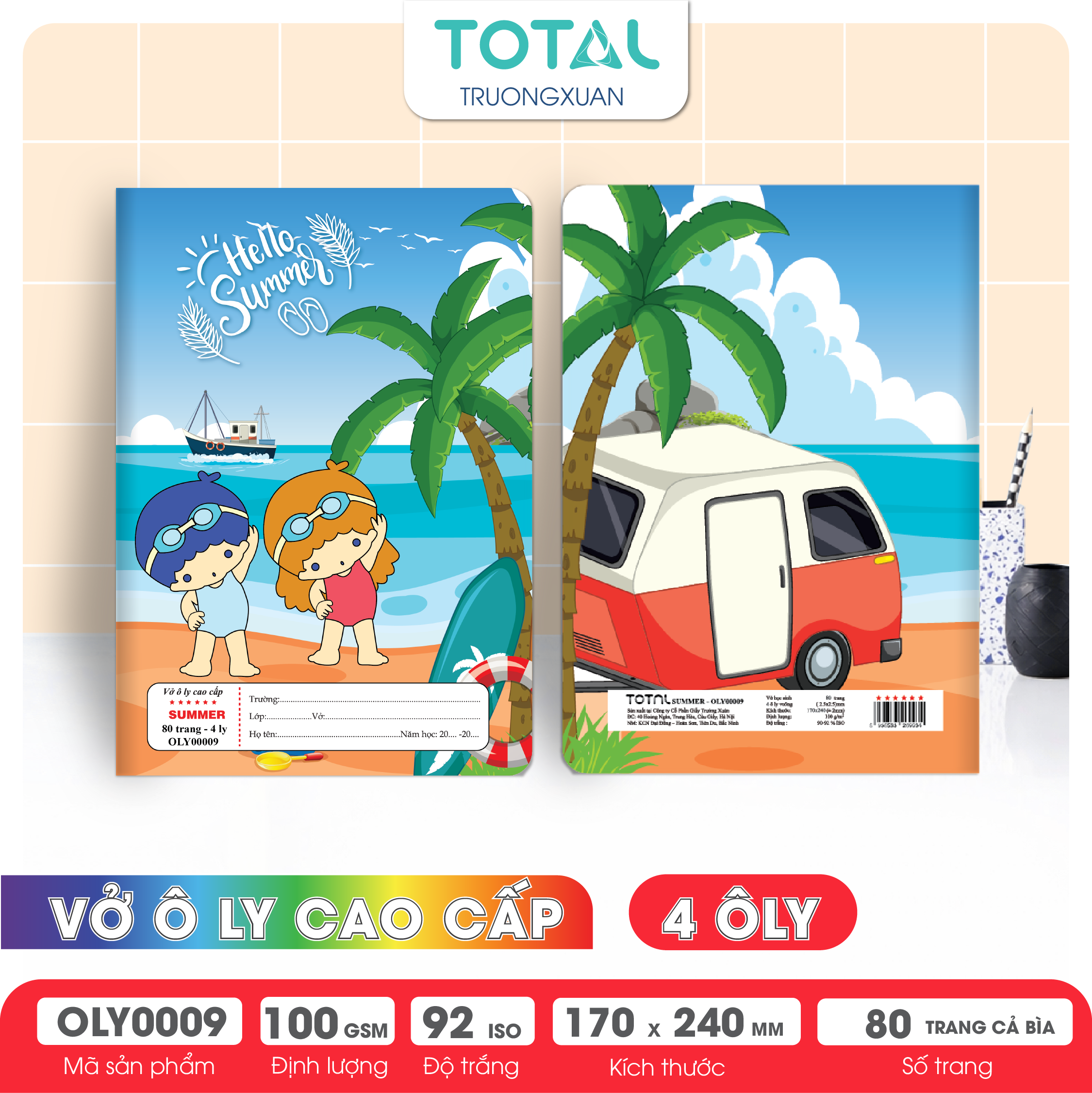 Vở oly Total Summer 80 trang 4 ôly