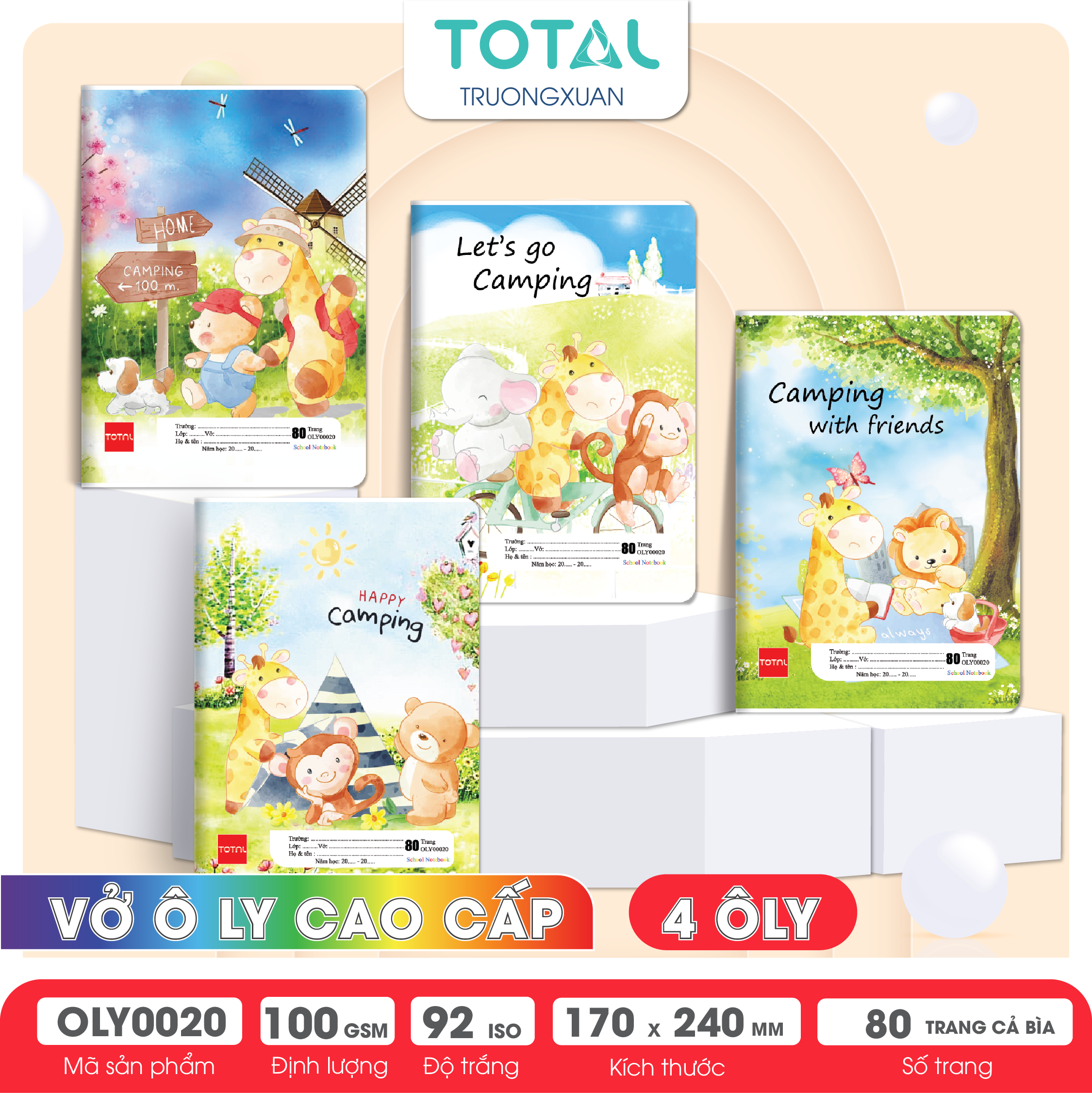 Vở oly Total Camping 80 trang 4 ôly